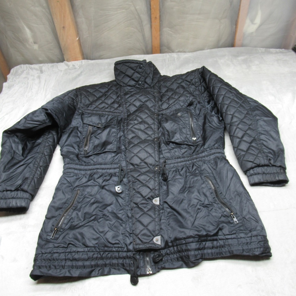 Snuggler Kaelin Ski Jacket Womens Large Black Lined Quilt Insulated Snow VTG 80s
